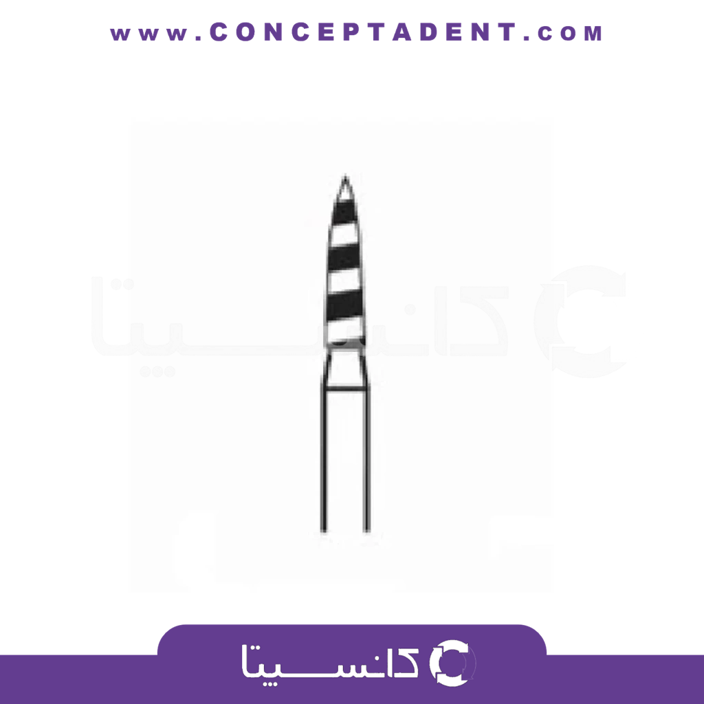 فرز مارپیچ زرد (سوپرفاین) مدل شعله شمعی بلند فرم 248 – Dental Carbide Burs 504
