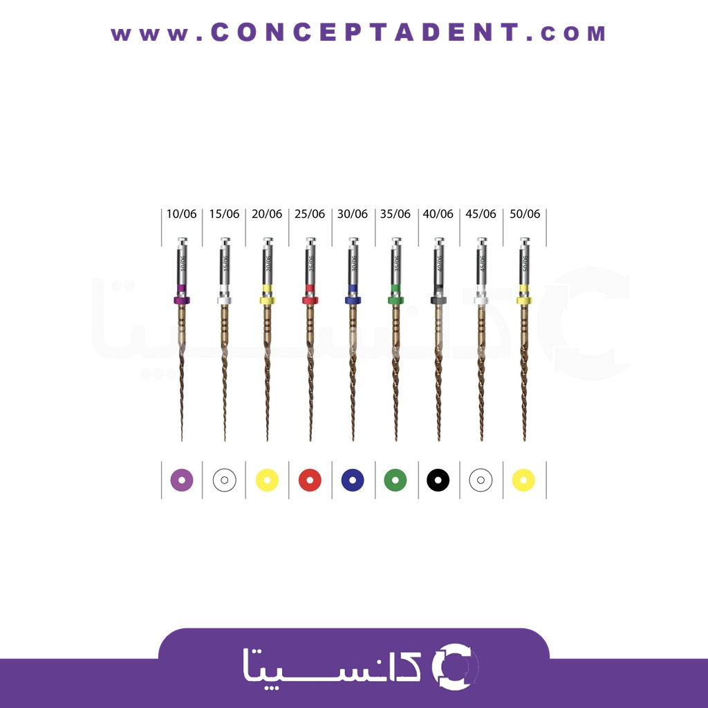 فایل روتاری طلایی تیپر ثابت 6% طول 25mm – Touch Gold Rotary File