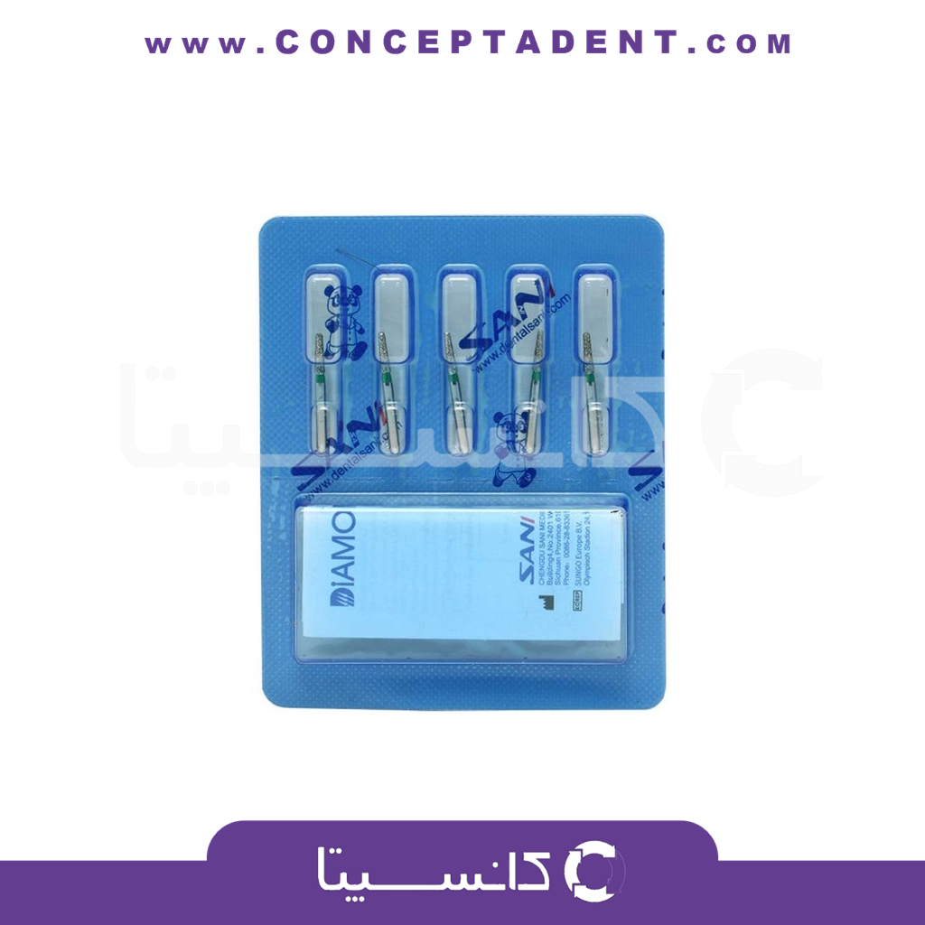 فرز الماسی مدل مخروطی ته صاف توربین 5 عددی – Dental Diamond Burs Flat End Taper 846 158G