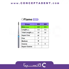 فرز الماسی مدل سوزنی توربین 5 عددی – Dental Diamond Burs Flame 889